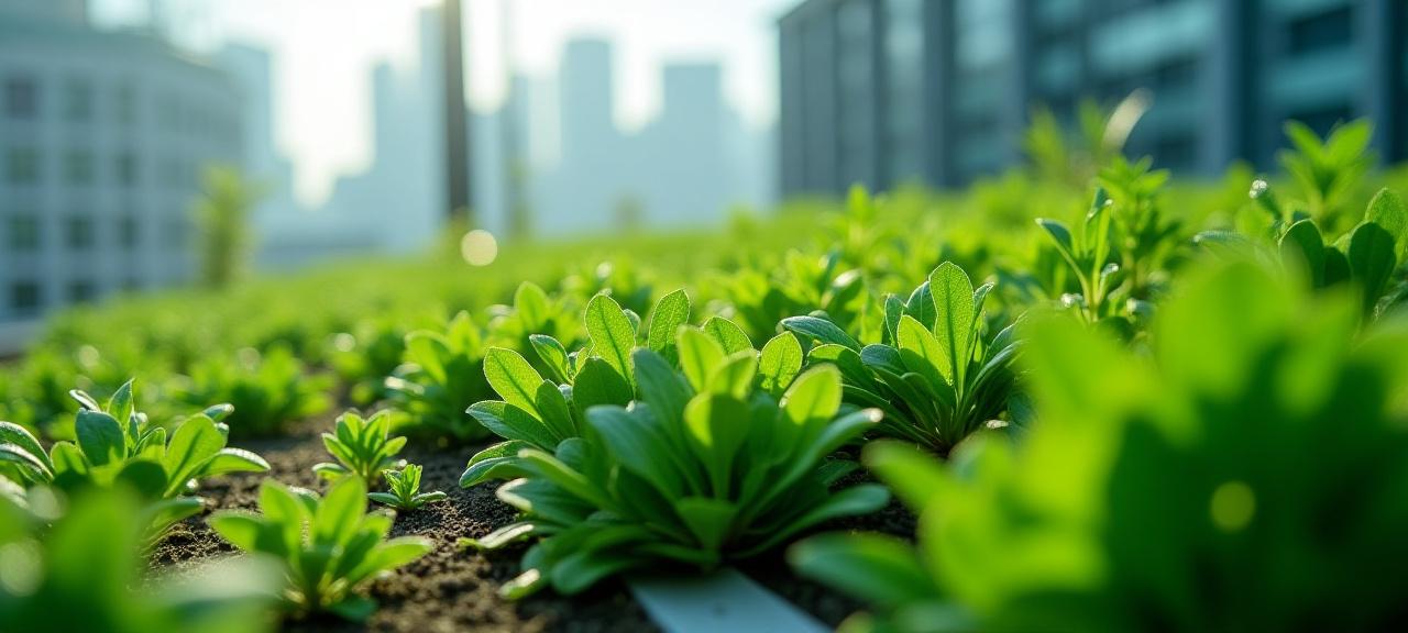 Dettaglio di un tetto verde su un edificio moderno